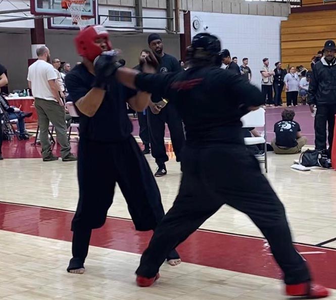 Martial arts practice session focused on mastery and growth.