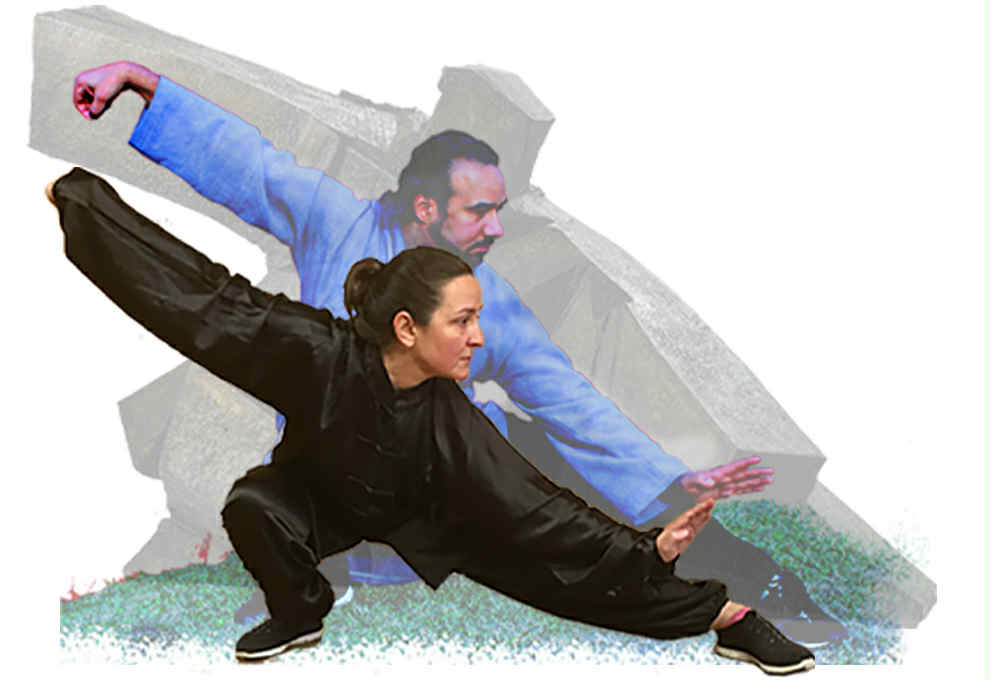 Overlapping images of Master Black and his student performing Snake Creeps Down Martial Arts Training – Strength and Discipline