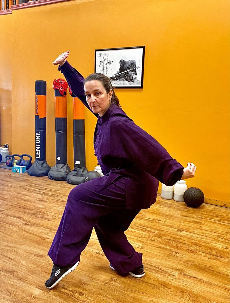 Adult student practicing traditional Kung Fu stance at Black Mountain Spirit martial arts school Pittsburgh.